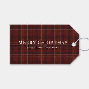 Vintage Classic Red Plaid Christmas Gift Tags