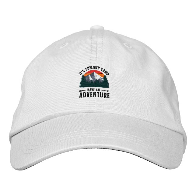 Vintage Classic Retro Camping Adventure Mountain Embroidered Hat (Front)