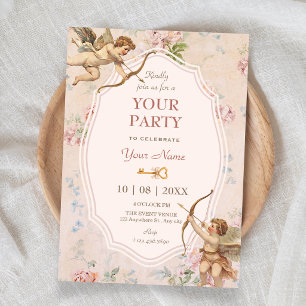 Vintage classic romantic angels elegant invitation
