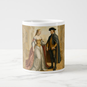 Vintage, Classic, Royal Couple,Luxury and Elegance Large Coffee Mug
