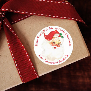 Vintage Classic Santa Merry Christmas Custom Classic Round Sticker