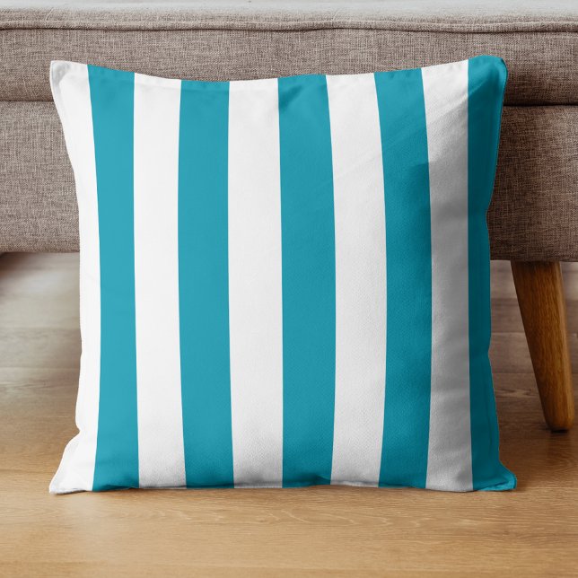 Vintage Classic Sea ​​Green & White Stripes Cushion (Creator Uploaded)
