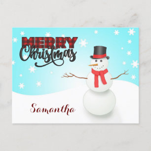 Vintage classic  snow man Christmas  Holiday Postcard