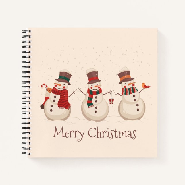 Vintage Classic Snowmen Christmas Guestbook Notebook (Front)