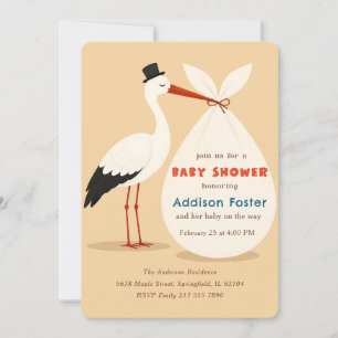 Vintage Classic Stork Special Delivery Baby Shower Invitation