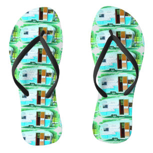 Vintage classic trailer gypsy caravan flip flops