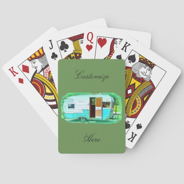 Vintage classic trailer gypsy caravan playing cards (Back)