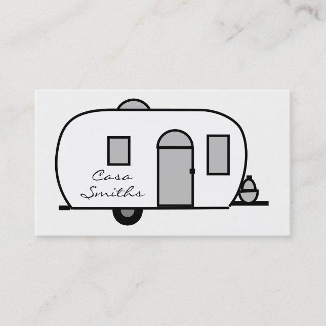 Vintage classic trailer rounded caravan business card (Front)