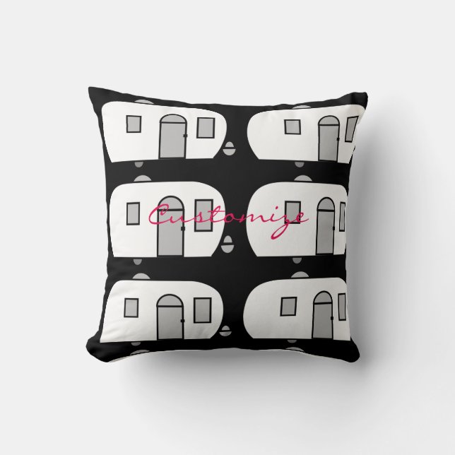 Vintage classic trailer rounded caravan cushion (Front)