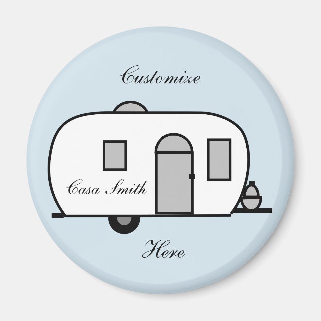 Vintage classic trailer rounded caravan magnet (Front)