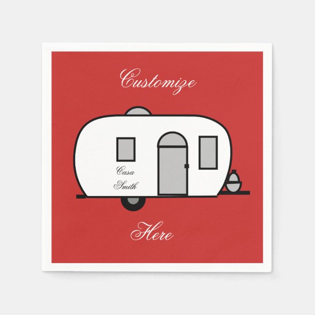 Vintage classic trailer rounded caravan napkin (Front)