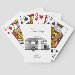 Vintage classic trailer rounded caravan playing ca cards