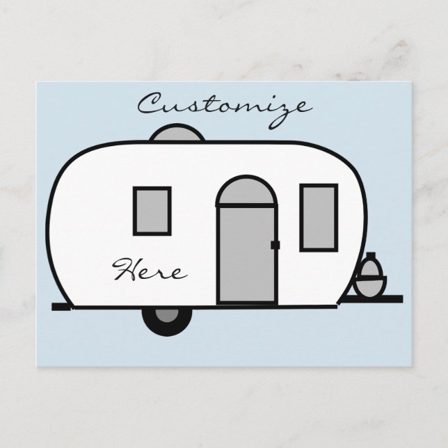 Vintage classic trailer rounded caravan postcard (Front)