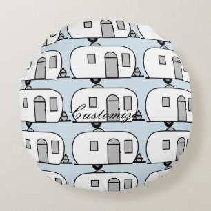 Vintage classic trailer rounded caravan round cushion