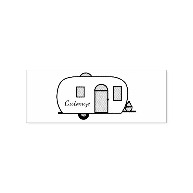 Vintage classic trailer rounded caravan rubber stamp (Imprint)