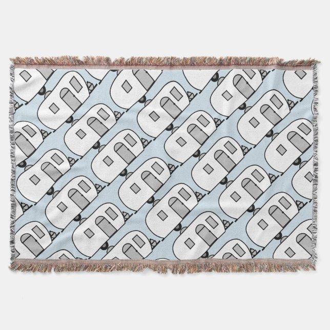 Vintage classic trailer rounded caravan throw blanket (Front)