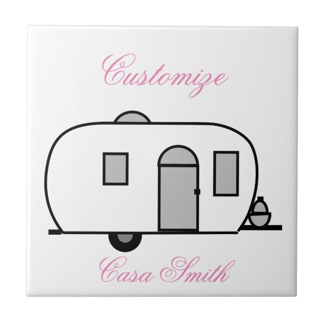 Vintage classic trailer rounded caravan tile (Front)