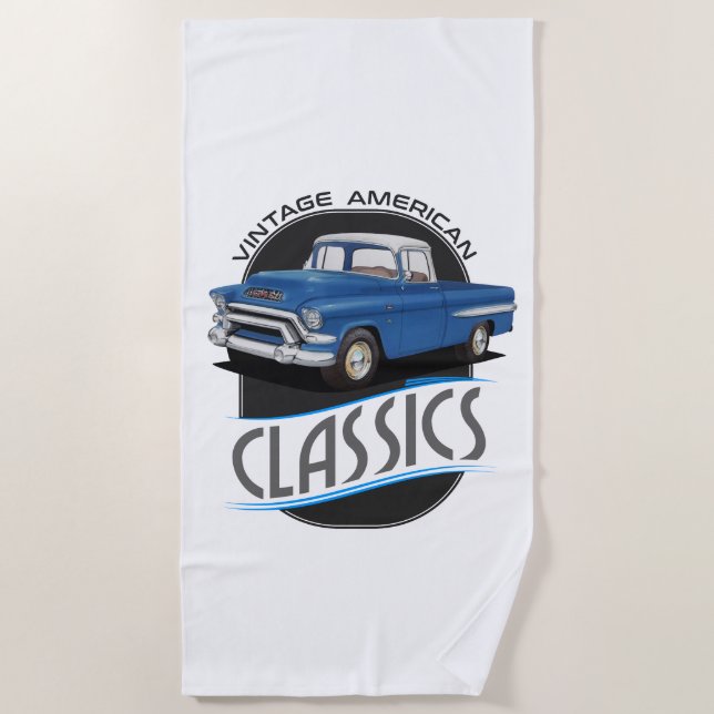 Vintage Classic Trucks Beach Towel (Front)
