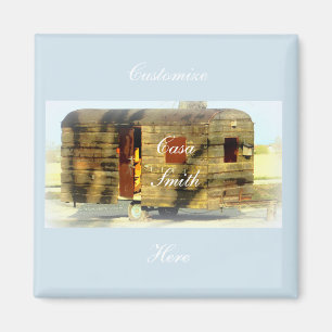 Vintage classic weathered wood caravan magnet