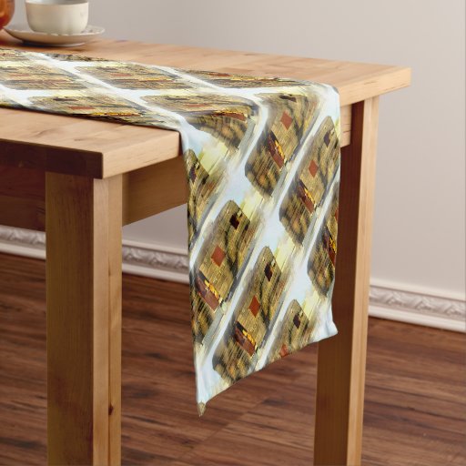 Image of Vintage classic weathered wood caravan Short Table Runner