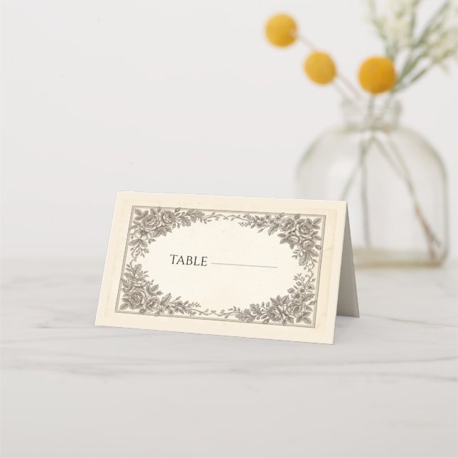 Vintage Classic Wedding Place Card (Front)
