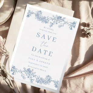 Vintage Classic Wedding Save The Date Silver