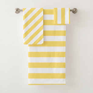 Vintage Classic Yellow & White Stripes Bath Towel Set