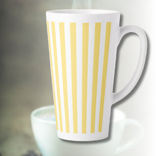 Vintage Classic Yellow & White Stripes Latte Mug