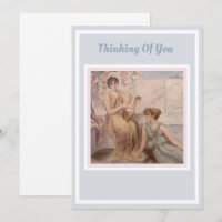 Vintage Classical Art Thinking of You Card Blue 