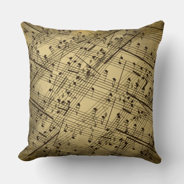 Vintage Classical Sheet Music Notes Cushion (Front)