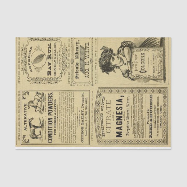Vintage Classified Ads Tissue Paper (Front)