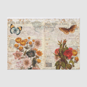 Vintage Classifieds with Butterflies Tissue Paper