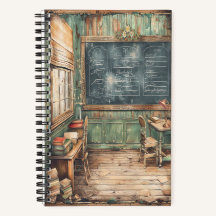 Vintage Classroom 5.5" x 8.5" Spiral Notebook