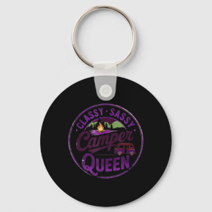 Vintage Classy Camper Queen RV Besties Camping Key Ring