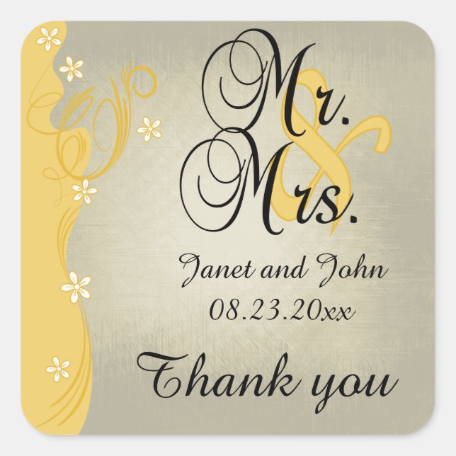 Vintage Classy Curvy | Creme Yellow Square Sticker (Front)