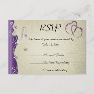 Vintage Classy Curvy Design Amethyst Purple RSVP Card