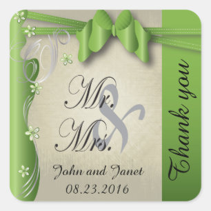 Vintage Classy Curvy Design   Peridot Green Square Sticker