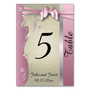 Vintage Classy Curvy Design   Pink Tourmaline Table Number