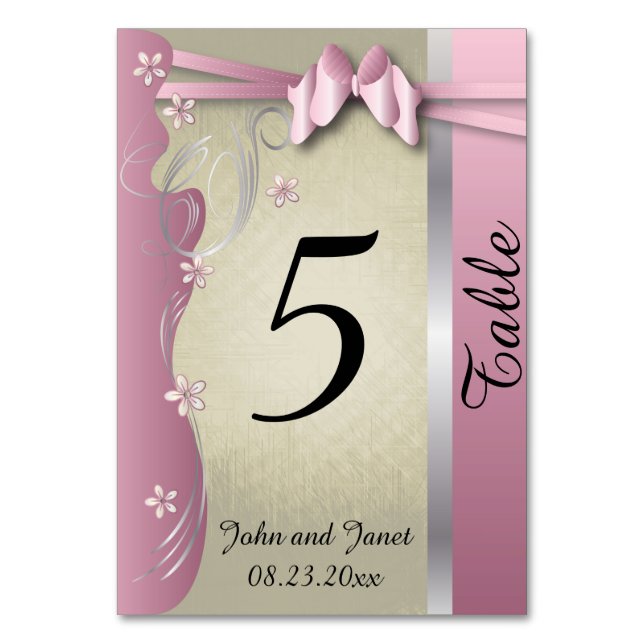 Vintage Classy Curvy Design | Pink Tourmaline Table Number (Front)