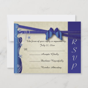 Vintage Classy Curvy Design   Sapphire and Silver RSVP Card