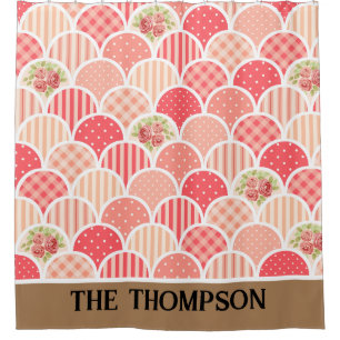 Vintage classy monogrammed l Family name l Pink Shower Curtain