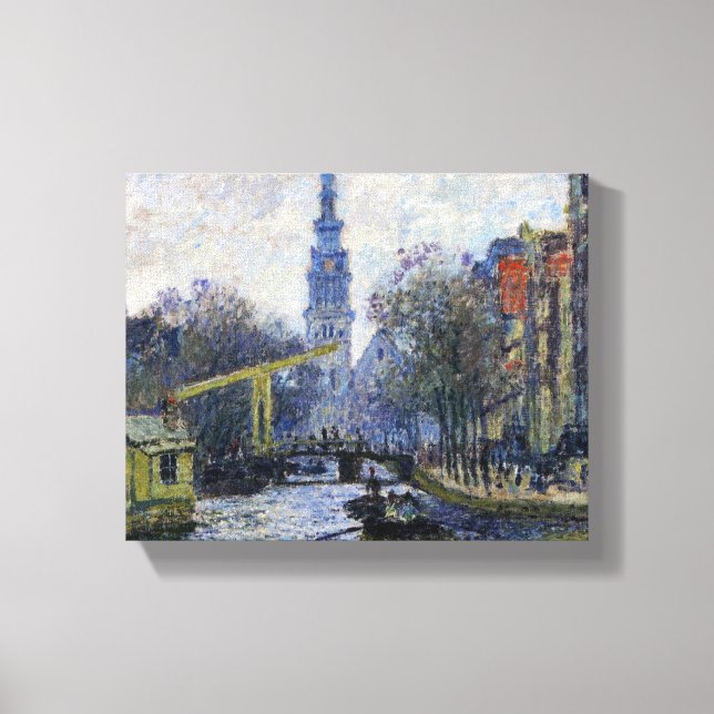 Vintage Claude Monet Canal in Amsterdam  Canvas Print (Front)