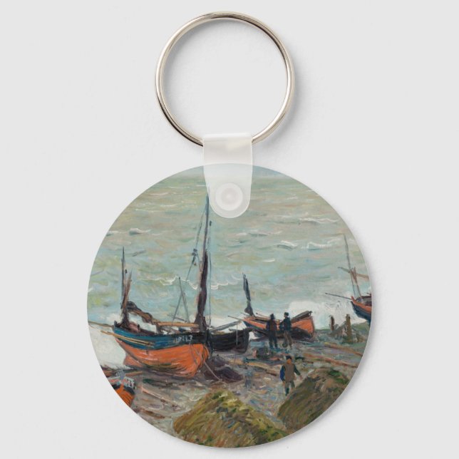 Vintage Claude Monet Fishing Boats     Key Ring (Front)