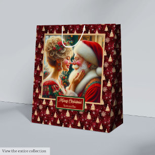 Vintage Claus Couple Watercolor Holiday Gift Bag