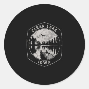 Vintage Clear Lake Iowa Outdoors Vacation Classic Round Sticker