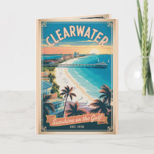Vintage Clearwater Florida Retro Travel Card