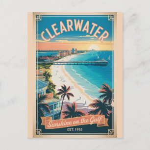 Vintage Clearwater Florida Retro Travel Postcard