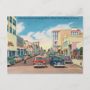 Vintage Clematis Street, West Palm Beach, Florida Postcard