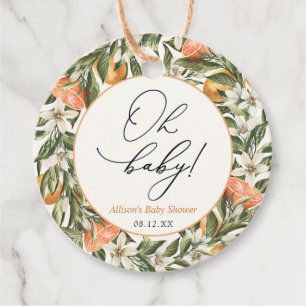 Vintage Clementine Cutie & Greenery  Baby Shower Favour Tags
