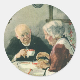Vintage Clergy, Coffee or Tea with a Priest Classic Round Sticker